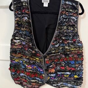 Textured Multi-Color Ruffled Vest